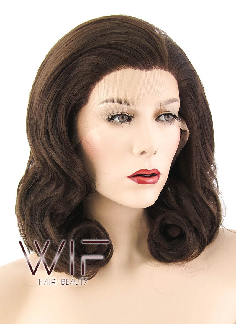 16" Wavy Brown Lace Front Synthetic Wig LF256