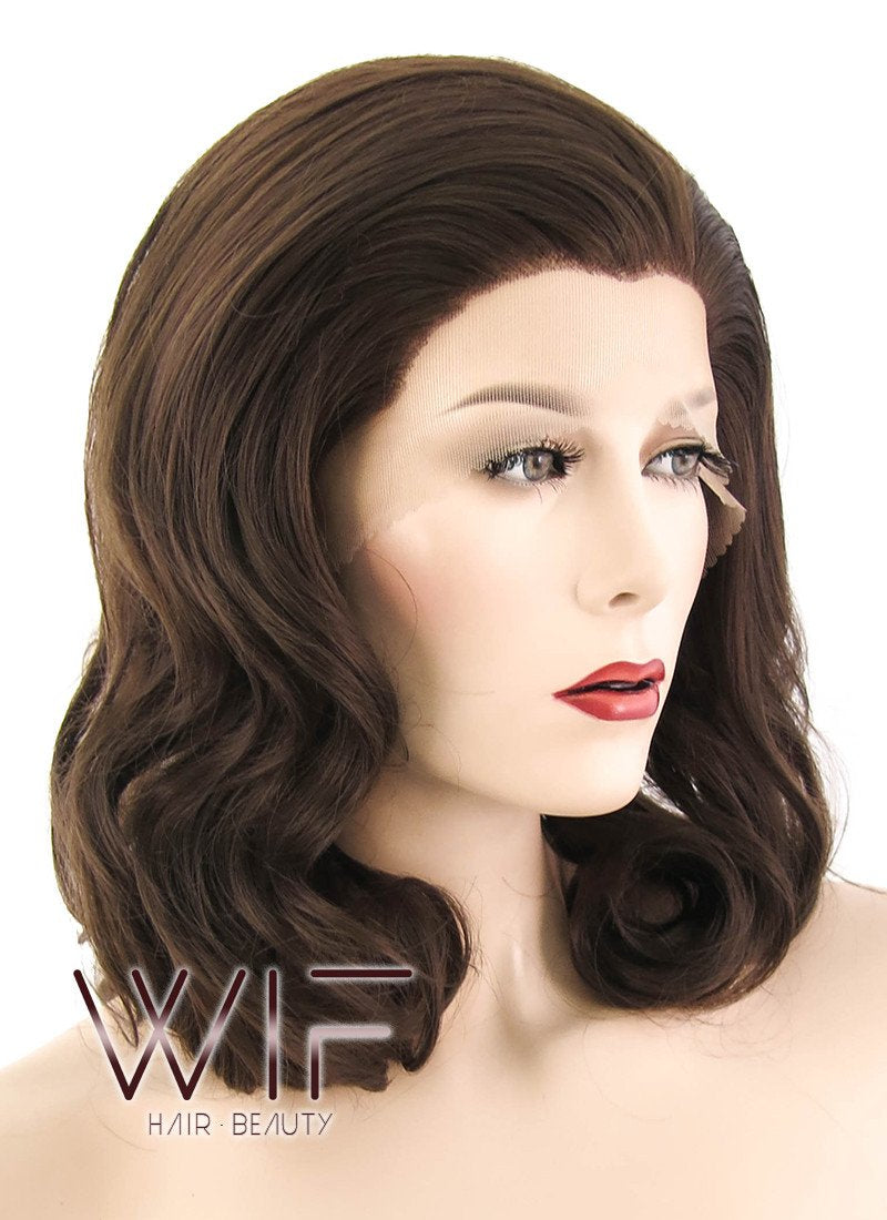 16" Wavy Brown Lace Front Synthetic Wig LF256