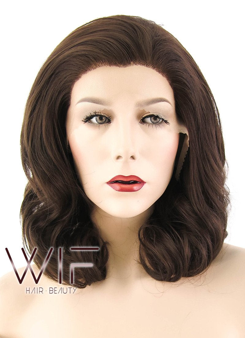16" Wavy Brown Lace Front Synthetic Wig LF256