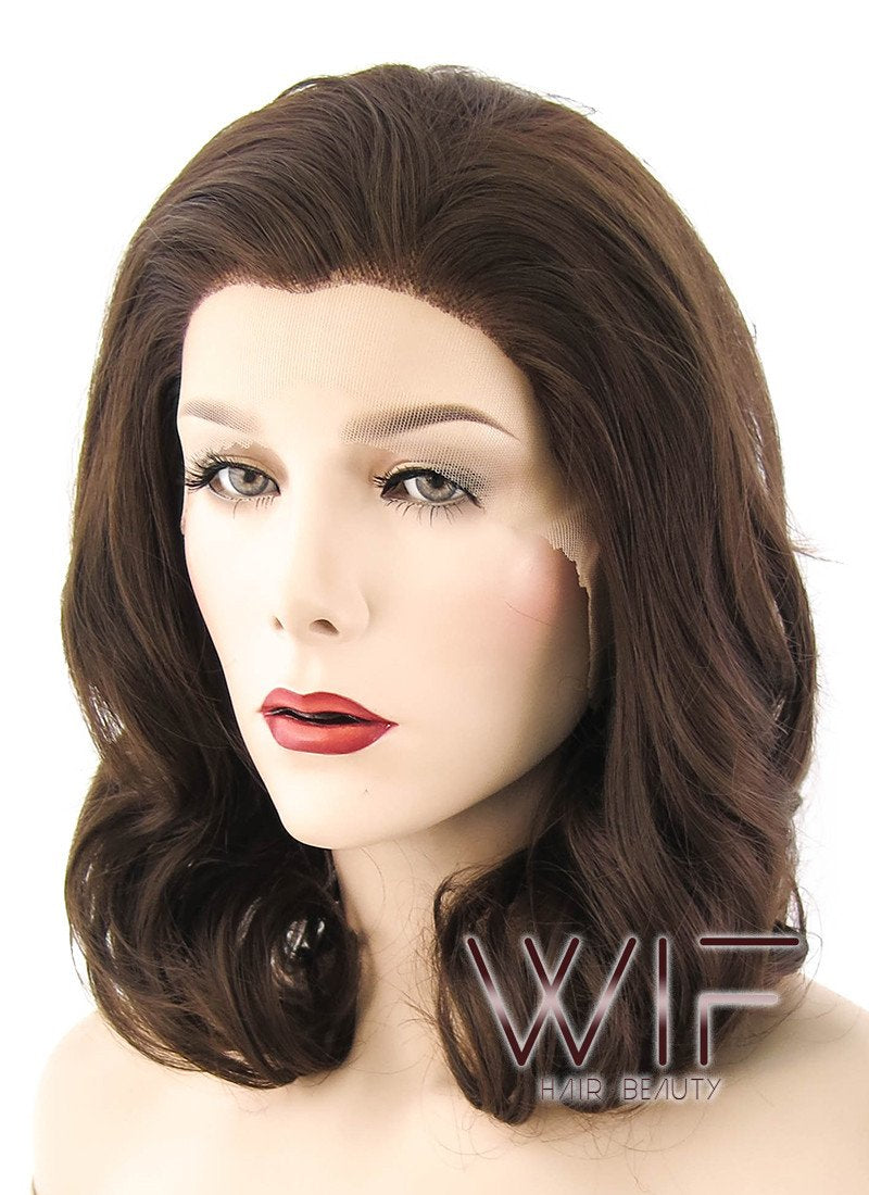16" Wavy Brown Lace Front Synthetic Wig LF256