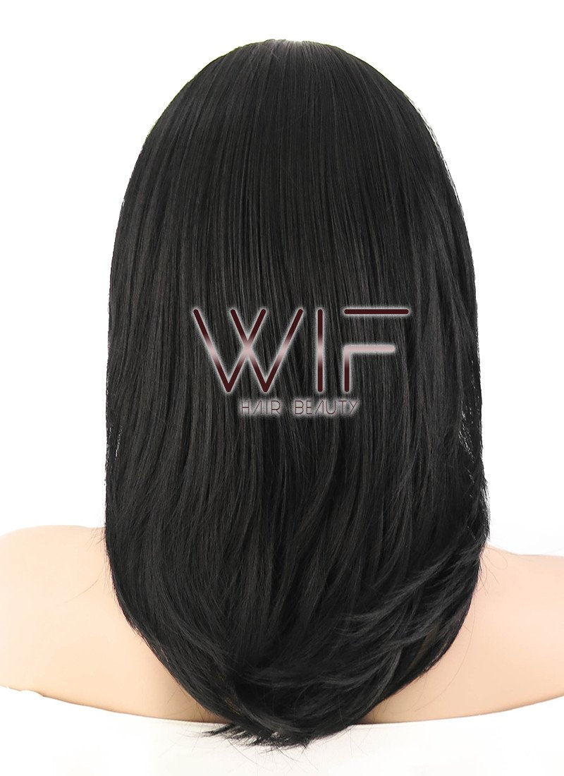 14" Straight Jet Black Lace Front Synthetic Wig LF262