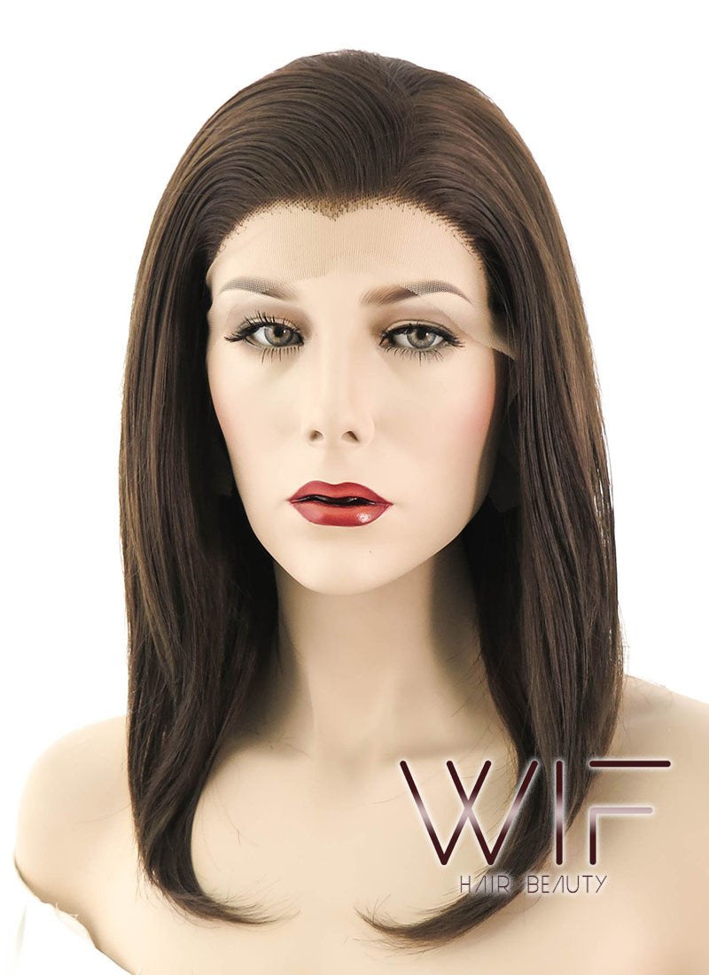 14" Straight Mixed Dark Brown Lace Front Synthetic Wig LF265