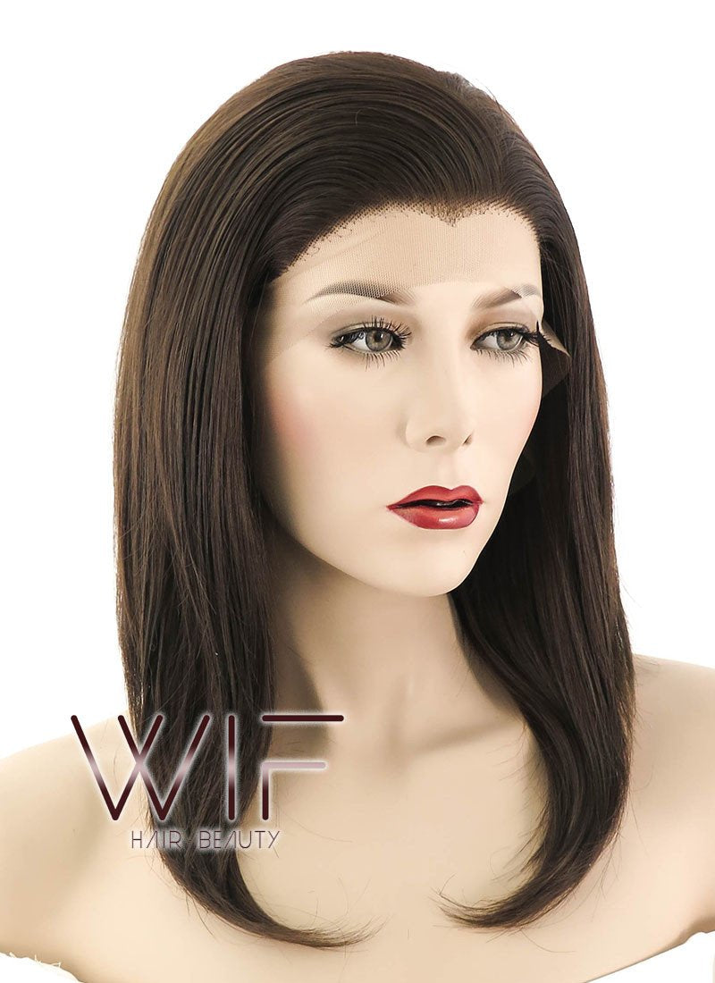 14" Straight Mixed Dark Brown Lace Front Synthetic Wig LF265