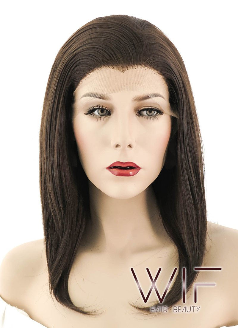 14" Straight Mixed Dark Brown Lace Front Synthetic Wig LF265