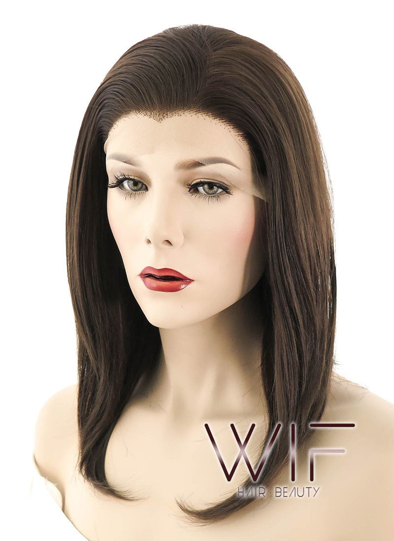 14" Straight Mixed Dark Brown Lace Front Synthetic Wig LF265