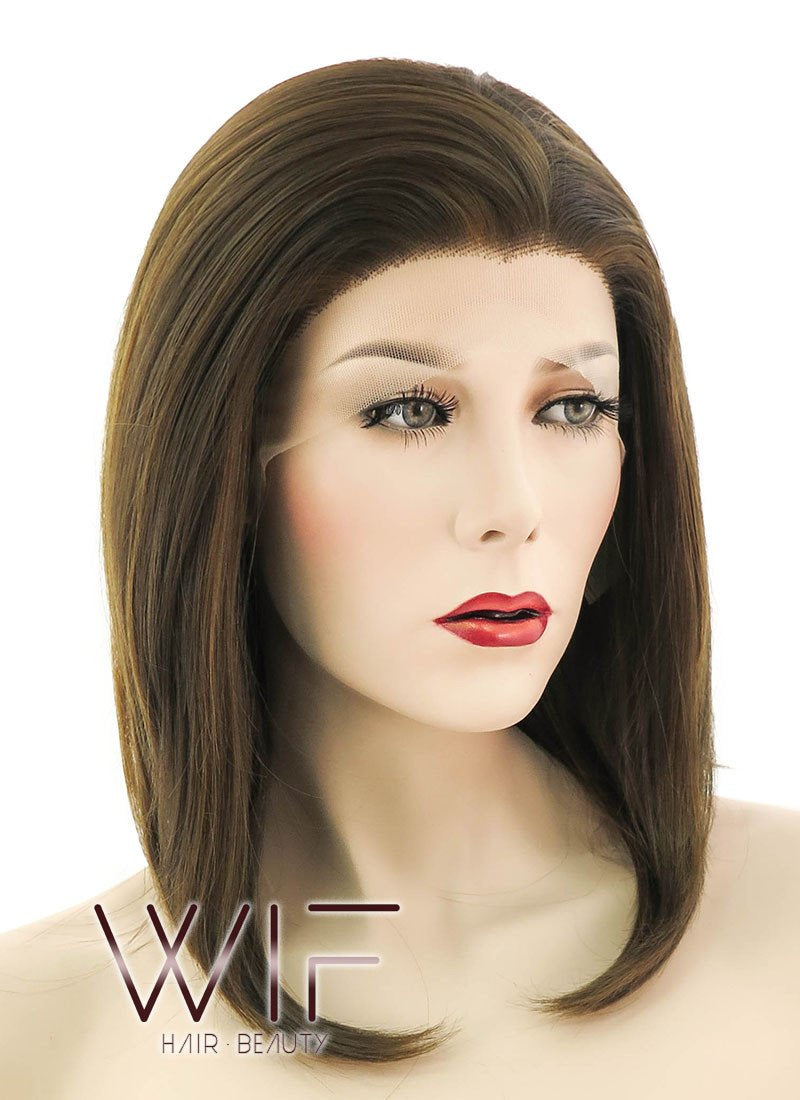 14" Straight Mixed Brown Lace Front Synthetic Wig LF268