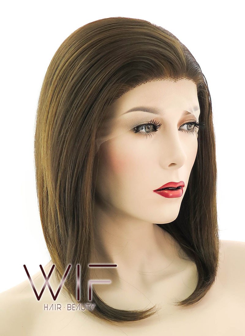 14" Straight Mixed Brown Lace Front Synthetic Wig LF268