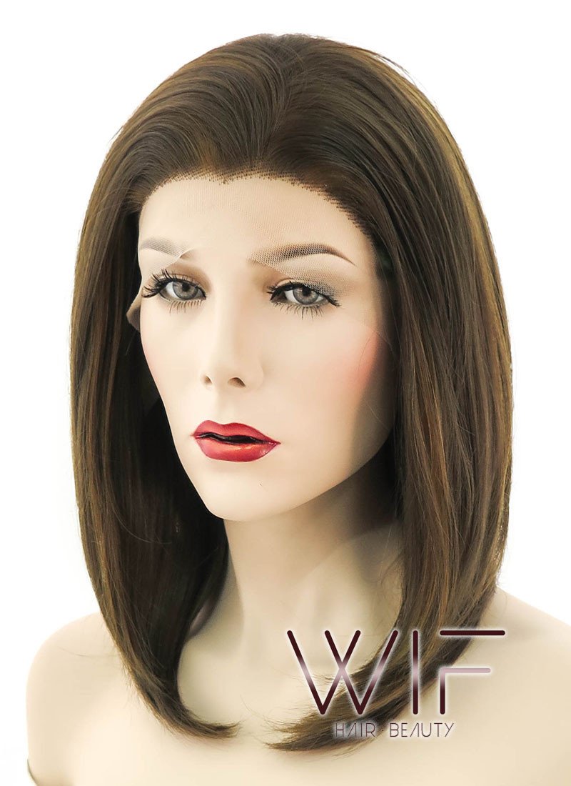14" Straight Mixed Brown Lace Front Synthetic Wig LF268
