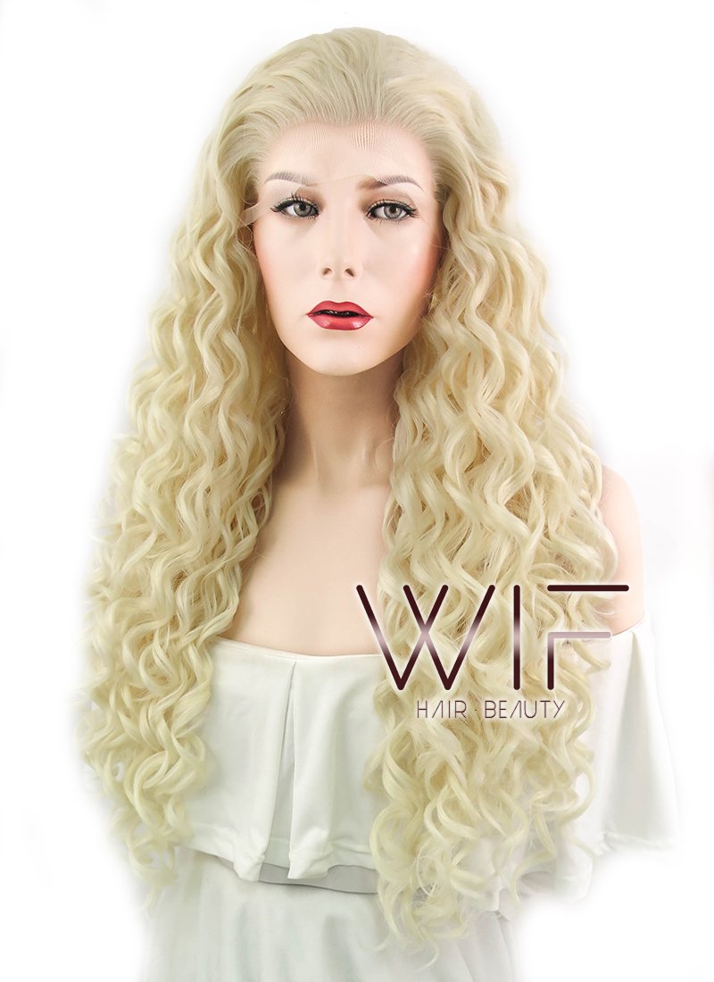 26" Spiral Curly Light Blonde Lace Front Synthetic Wig LF288