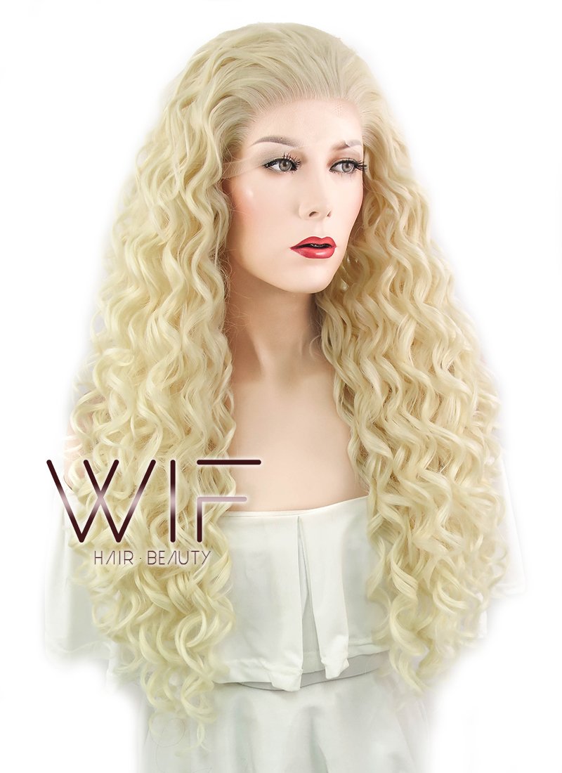 26" Spiral Curly Light Blonde Lace Front Synthetic Wig LF288