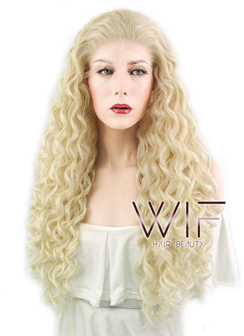 26" Spiral Curly Light Blonde Lace Front Synthetic Wig LF288