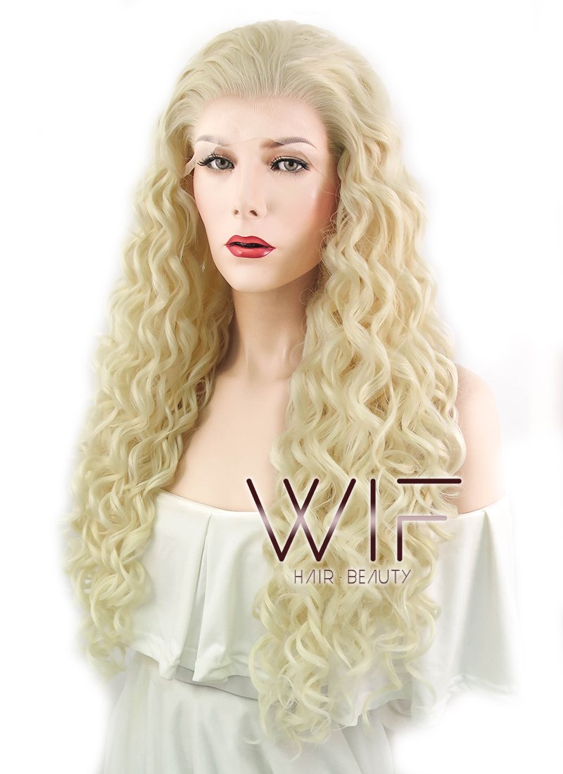 26" Spiral Curly Light Blonde Lace Front Synthetic Wig LF288