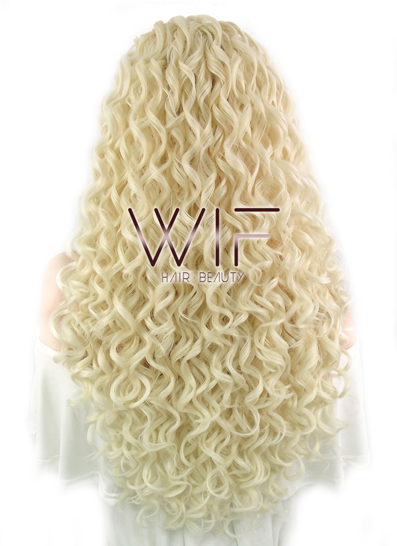 26" Spiral Curly Light Blonde Lace Front Synthetic Wig LF288