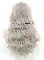 24" Wavy Mixed Grey Lace Front Synthetic Wig LF291