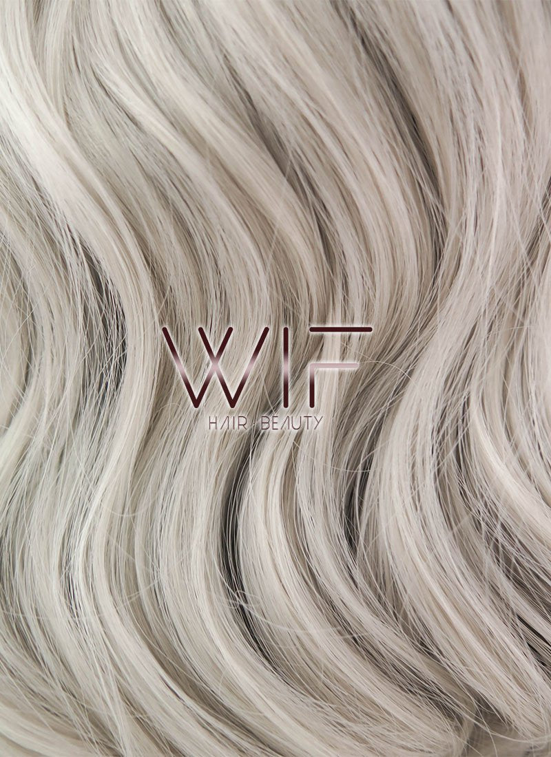 24" Wavy Mixed Grey Lace Front Synthetic Wig LF291