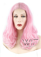 16" Wavy Pink Lace Front Synthetic Wig LF3002