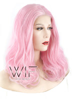 16" Wavy Pink Lace Front Synthetic Wig LF3002