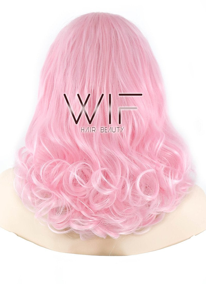 16" Wavy Pink Lace Front Synthetic Wig LF3002