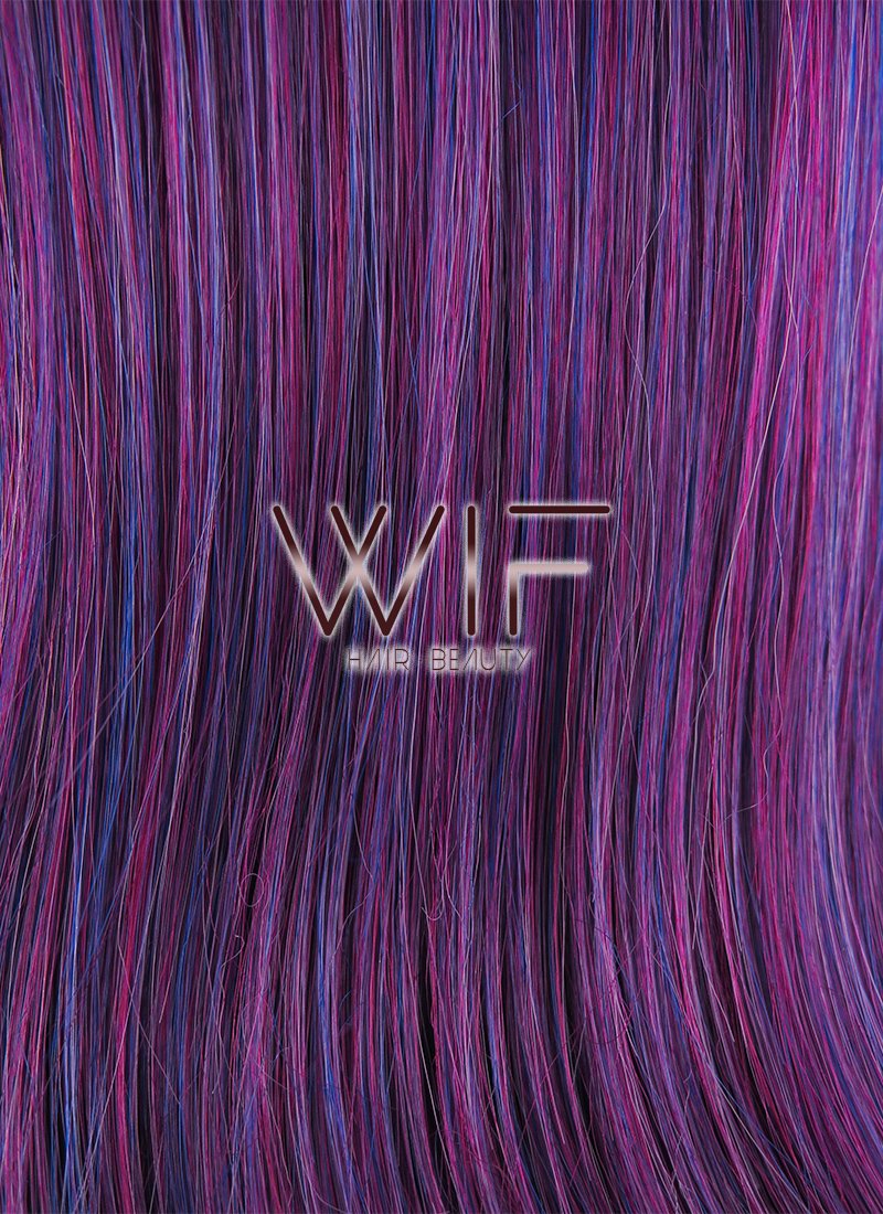 27" Straight Dark Blue Mixed Purple Lace Front Synthetic Wig LF3004