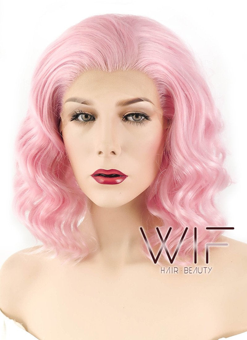 11" Wavy Pink Lace Front Synthetic Wig LF308