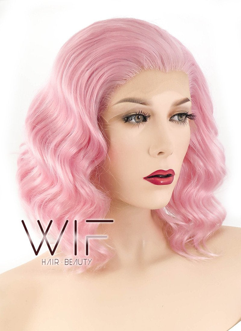 11" Wavy Pink Lace Front Synthetic Wig LF308