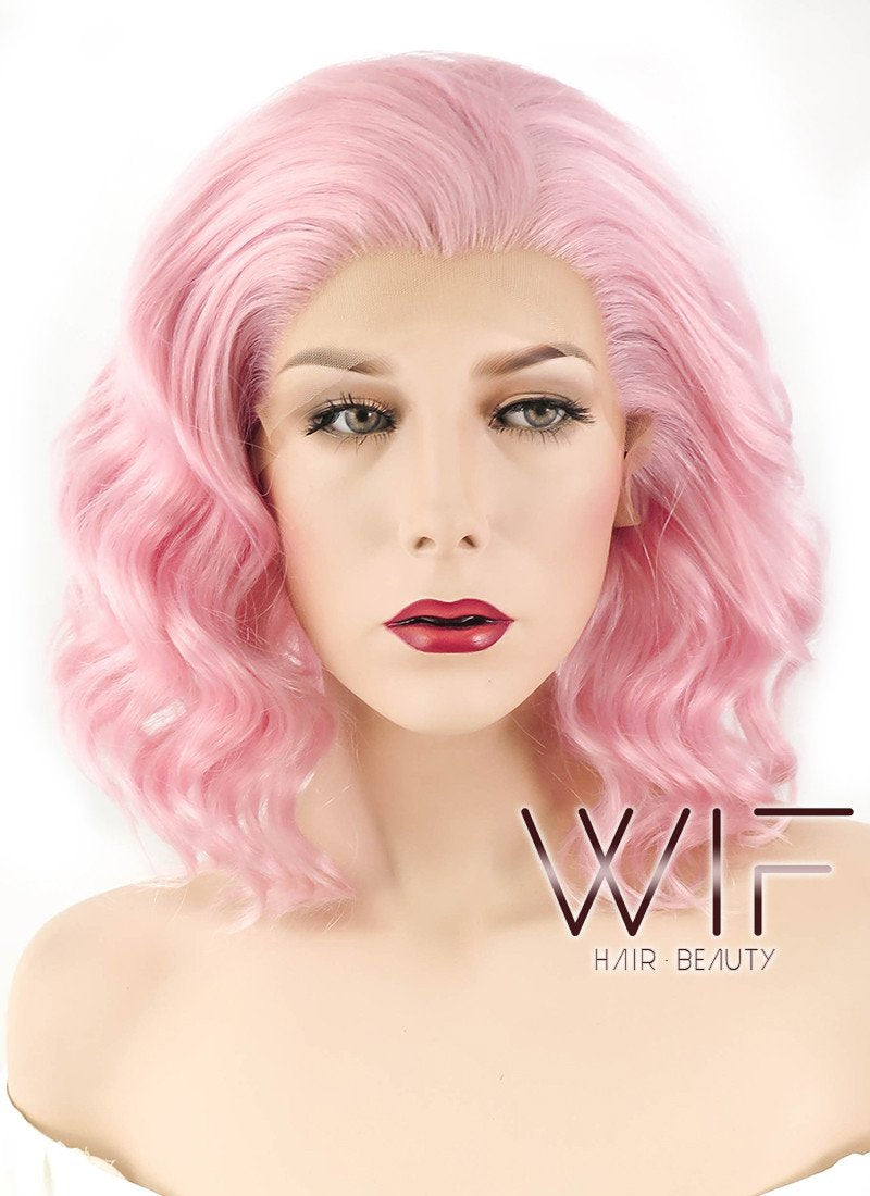 11" Wavy Pink Lace Front Synthetic Wig LF308