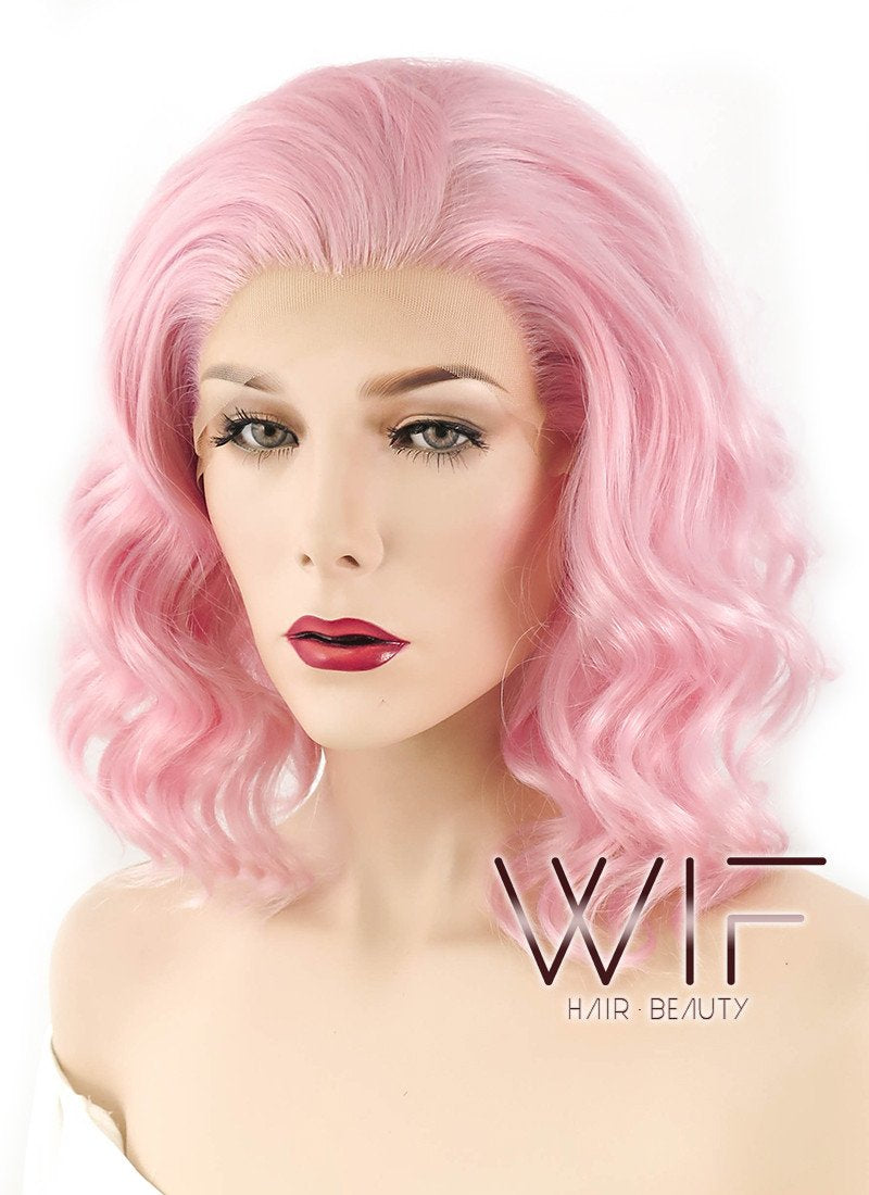 11" Wavy Pink Lace Front Synthetic Wig LF308