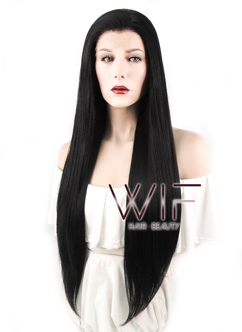 30" Straight Jet Black Lace Front Synthetic Wig LF327