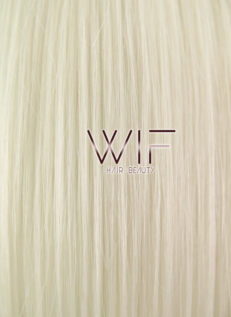 24" Long Straight White Platinum Blonde Lace Front Synthetic Hair Wig LF330