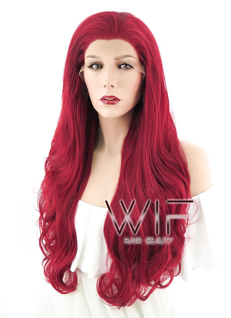 26" Wavy Red Lace Front Synthetic Wig LF353