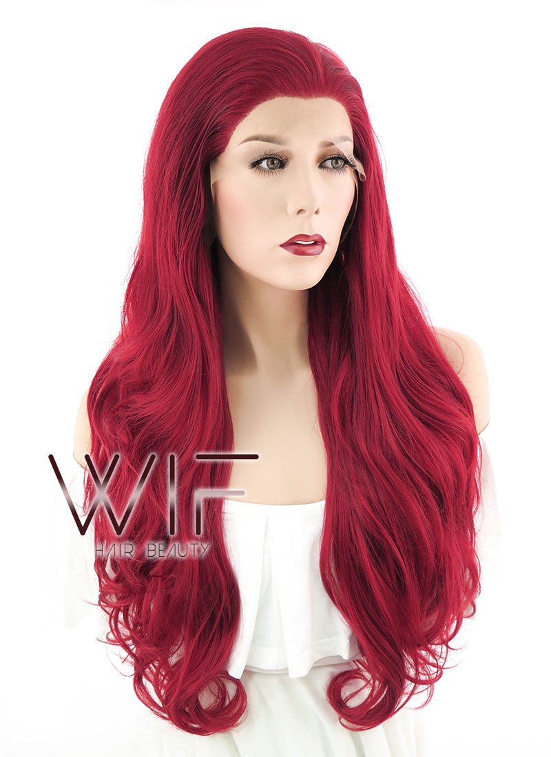26" Wavy Red Lace Front Synthetic Wig LF353