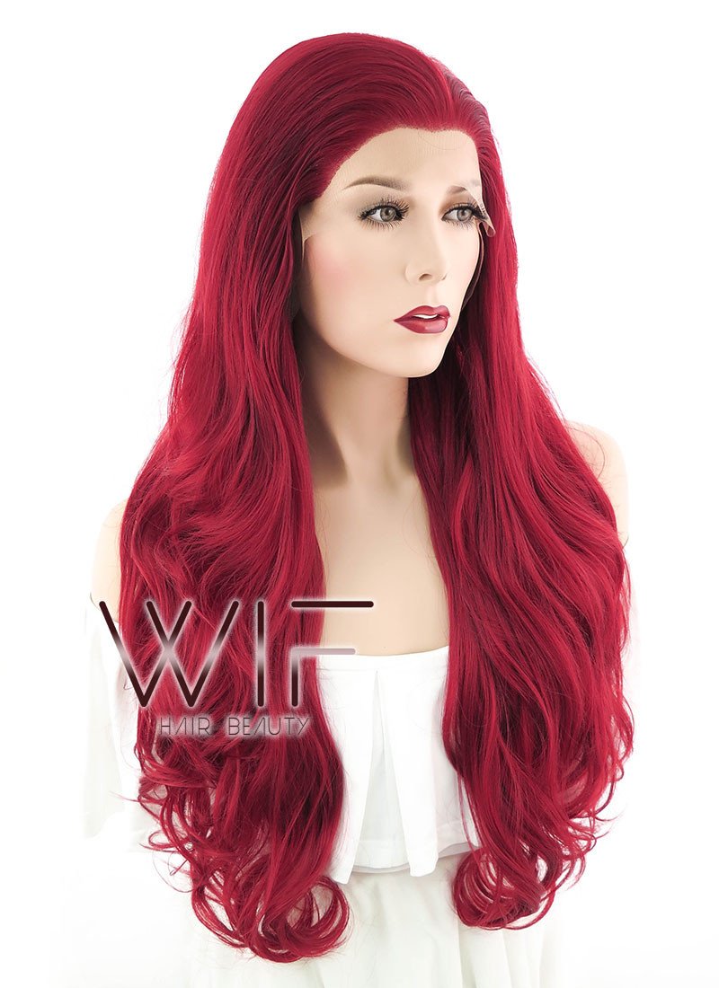 26" Wavy Red Lace Front Synthetic Wig LF353