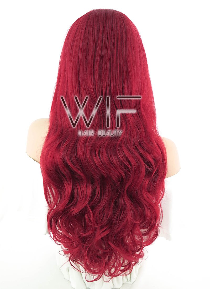 26" Wavy Red Lace Front Synthetic Wig LF353