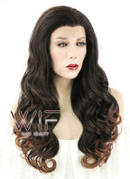 24" Long Curly 2 Tone Brown Lace Front Synthetic Hair Wig LF361