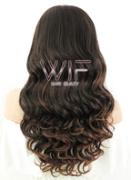 24" Long Curly 2 Tone Brown Lace Front Synthetic Hair Wig LF361