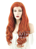 24" Wavy Mixed Reddish Brown Lace Front Synthetic Wig LF362