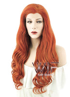 24" Wavy Mixed Reddish Brown Lace Front Synthetic Wig LF362