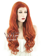 24" Wavy Mixed Reddish Brown Lace Front Synthetic Wig LF362