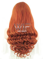 24" Wavy Mixed Reddish Brown Lace Front Synthetic Wig LF362