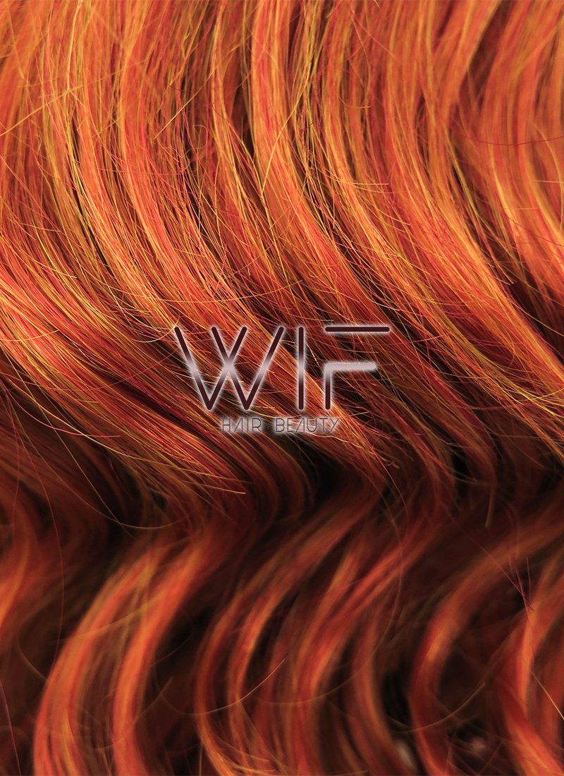 24" Wavy Mixed Reddish Brown Lace Front Synthetic Wig LF362