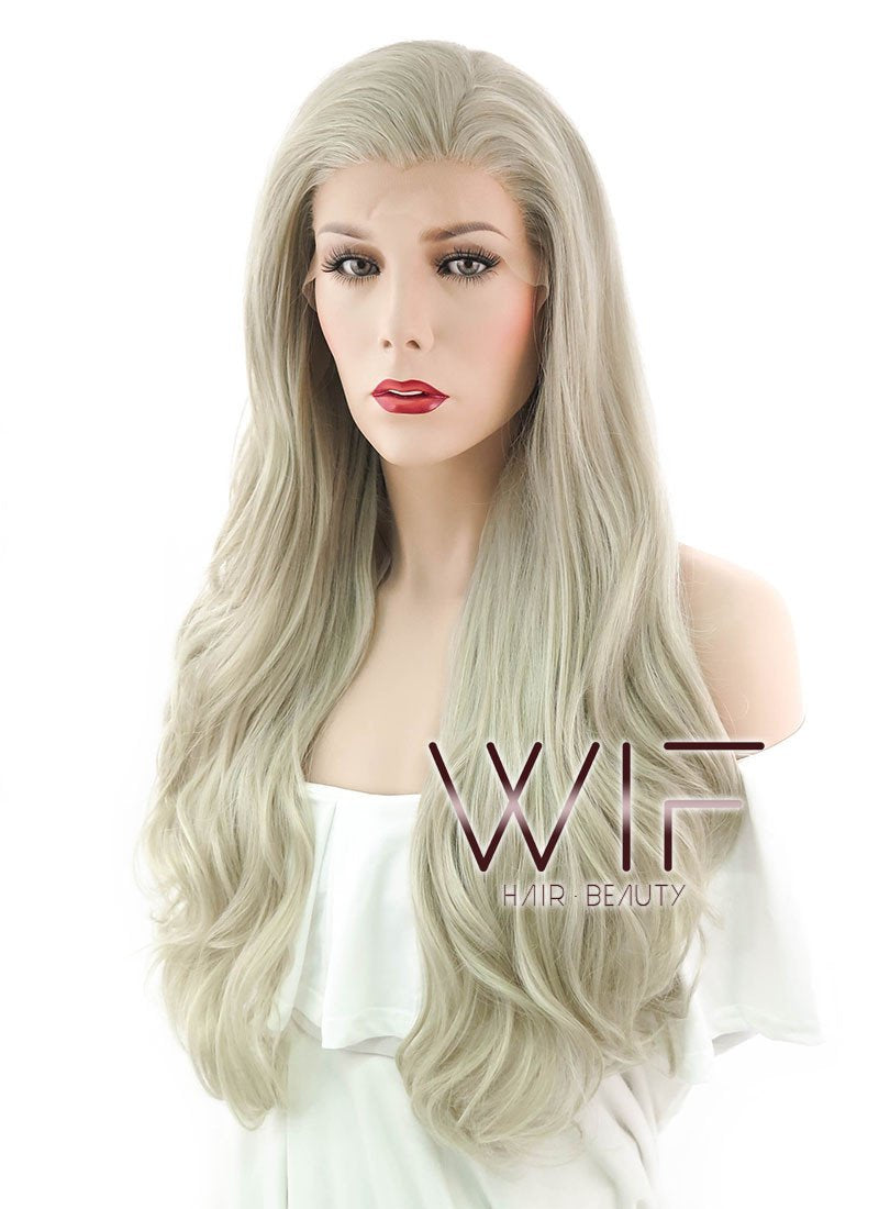 26" Wavy Ash Blonde Lace Front Synthetic Wig LF364