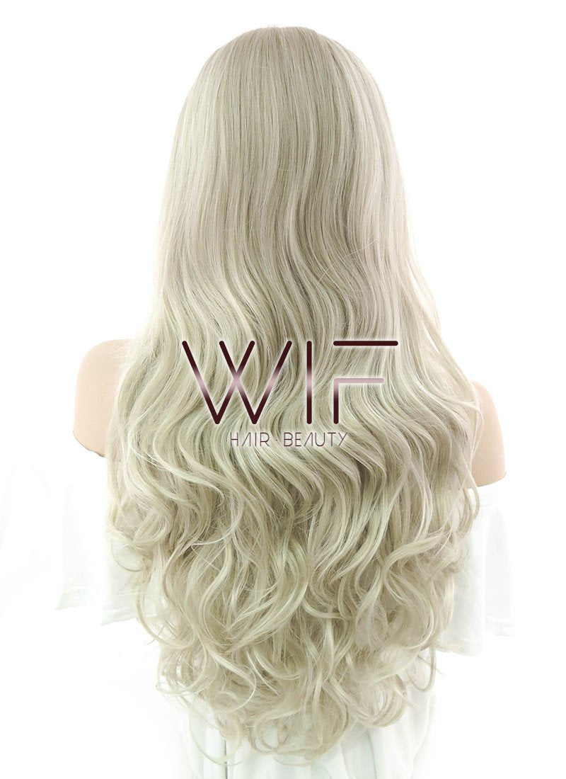 26" Wavy Ash Blonde Lace Front Synthetic Wig LF364