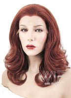 16" Wavy Reddish Brown Lace Front Synthetic Wig LF366