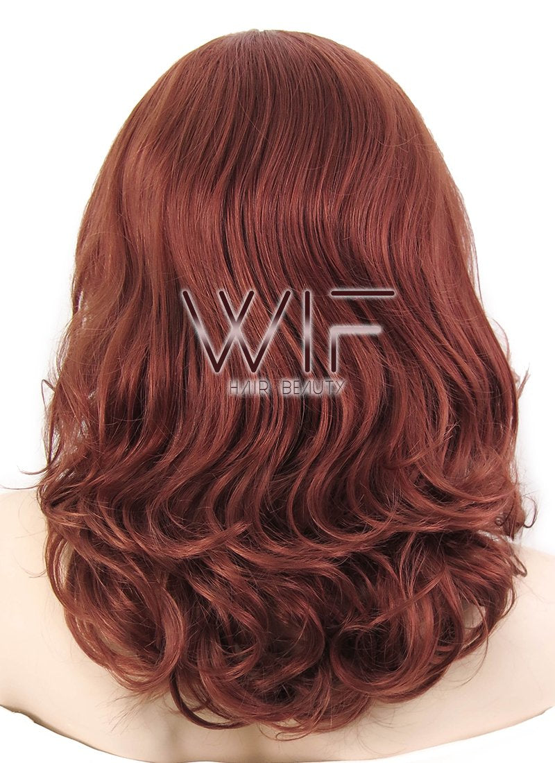 16" Wavy Reddish Brown Lace Front Synthetic Wig LF366