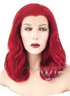 16" Wavy Red Lace Front Synthetic Wig LF368