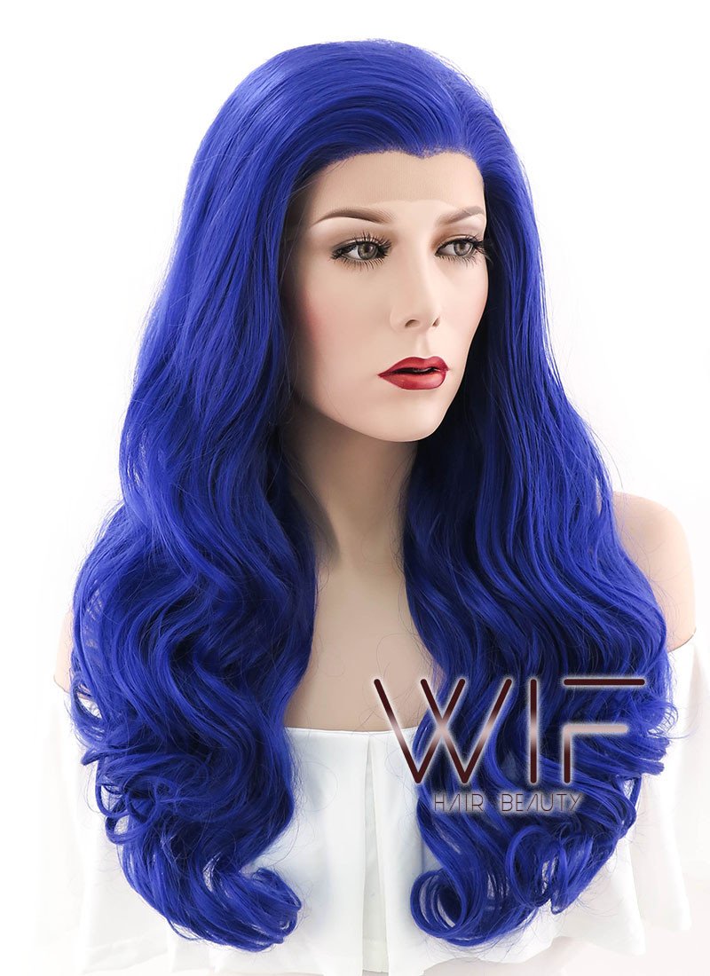 24" Wavy Royal Blue Lace Front Synthetic Wig LF372