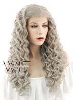 26" Spiral Curly Mixed Grey Lace Front Synthetic Wig LF374