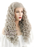 26" Spiral Curly Mixed Grey Lace Front Synthetic Wig LF374