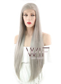30" Straight Ash Grey Lace Front Synthetic Wig LF375
