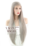 30" Straight Ash Grey Lace Front Synthetic Wig LF375